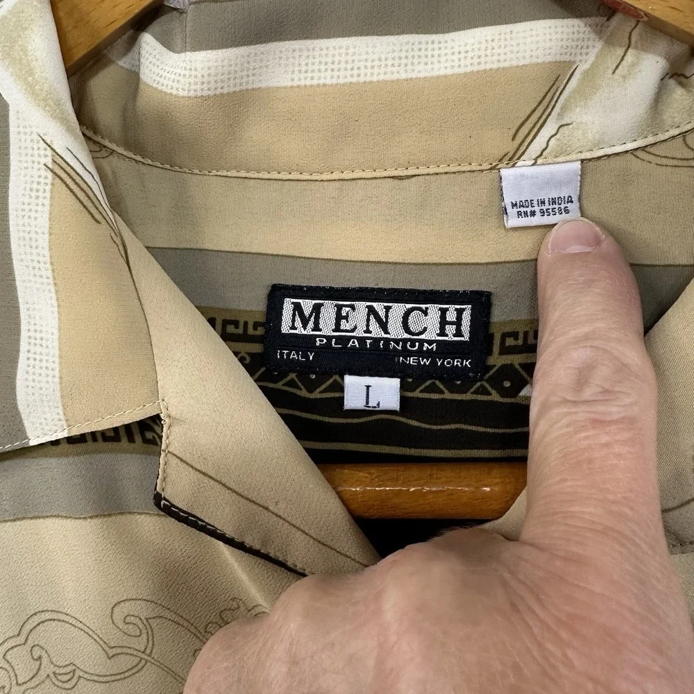 Mench Platinum‎ Italy New York Men's Large Button Down Shirt